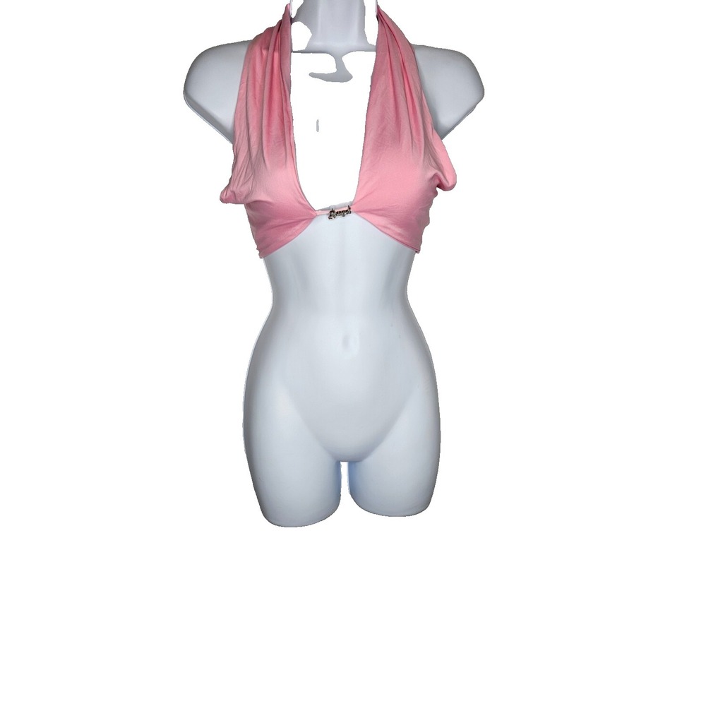 Adika Pink Halter Top S Y2K‎ Backless  Crop Festival NWT